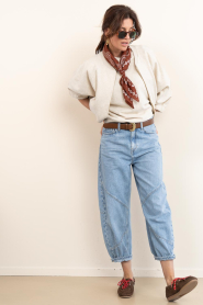 Deblon :  Cardigan with bat sleeves Flora | beige - img3