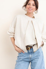 Deblon :  Cardigan with bat sleeves Flora | beige - img4