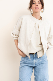 Deblon :  Cardigan with bat sleeves Flora | beige - img5