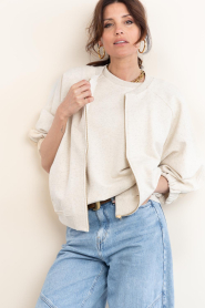 Deblon :  Cardigan with bat sleeves Flora | beige - img6