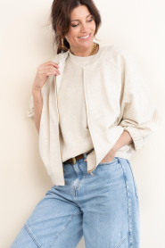 Deblon :  Cardigan with bat sleeves Flora | beige - img7