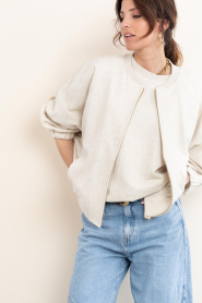 Deblon :  Cardigan with bat sleeves Flora | beige - img8