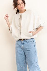 Deblon :  Cardigan with bat sleeves Flora | beige - img9