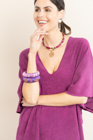 Hipanema |  Handmade necklace with colored beads Berbere | purple | Picture 3