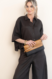 Gianni Chiarini |  Raffia clutch with leather details Belty | black | Picture 2