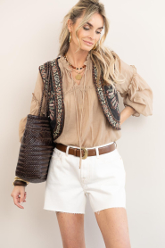 Gianni Chiarini :  Leather braided shopper Paloma | brown - img5