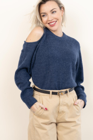 Dante6 |  Alpaca sweater with cut-out Nelian | dark blue | Picture 7