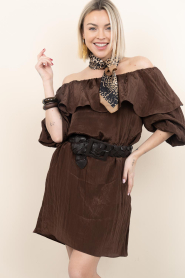 Dante6 |  Viscose off- shoulder dress Kyo | brown | Picture 2