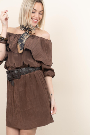Dante6 |  Viscose off- shoulder dress Kyo | brown | Picture 4