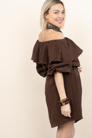 Dante6 |  Viscose off- shoulder dress Kyo | brown | Picture 9