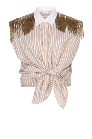 Dante6 |  Sleeveless blouse with fringes Rhobin | beige | Picture 1