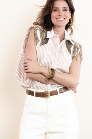 Dante6 |  Sleeveless blouse with fringes Rhobin | beige | Picture 4