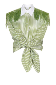 Dante6 |  Sleeveless blouse with fringes Rhobin | beige