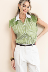 Dante6 |  Sleeveless blouse with fringes Rhobin | beige | Picture 4