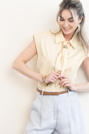 Dante6 |  Sleeveless blouse with tie detail Alcon | yellow | Picture 2