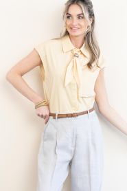 Dante6 |  Sleeveless blouse with tie detail Alcon | yellow | Picture 5