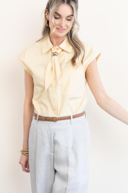 Dante6 |  Sleeveless blouse with tie detail Alcon | yellow | Picture 6