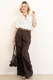 Dante6 |  Linen top with lace details Jonille | white  | Picture 3