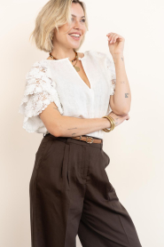 Dante6 |  Linen top with lace details Jonille | white  | Picture 8