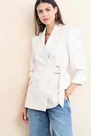 Dante6 |  Double breasted belt blazer Dome | natural | Picture 2