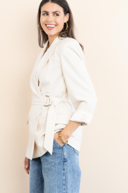 Dante6 |  Double breasted belt blazer Dome | natural | Picture 4