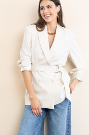 Dante6 |  Double breasted belt blazer Dome | natural | Picture 5