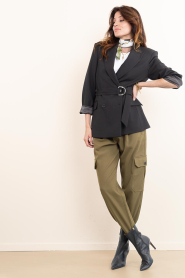 Dante6 |  Double breasted belt blazer Dome | black | Picture 4