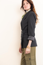 Dante6 |  Double breasted belt blazer Dome | black | Picture 9