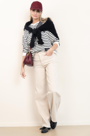 Haute L'Amitié |  Striped sweater with logo Sterre | natural | Picture 5