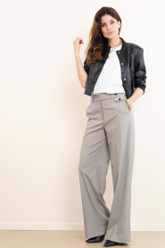 Co'Couture :  Tailored trousers with pinstripe Quin | beige - img4