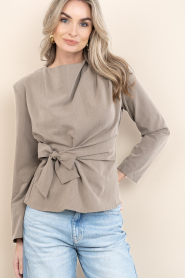 Co'Couture |  Top with bow detail Tenga | taupe | Picture 2