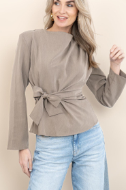 Co'Couture |  Top with bow detail Tenga | taupe | Picture 6