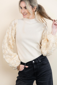 Co'Couture |  Sweater with flower embroidery Merica | natural | Picture 2