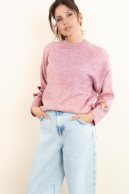 Co'Couture :  Soft sweater with pearls Rowan | pink - img4