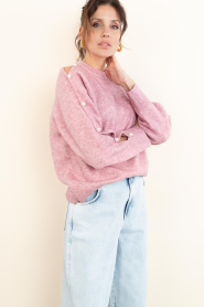 Co'Couture :  Soft sweater with pearls Rowan | pink - img5