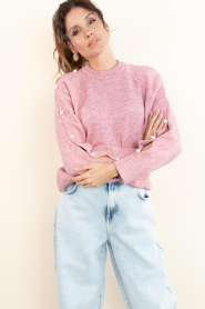 Co'Couture :  Soft sweater with pearls Rowan | pink - img6