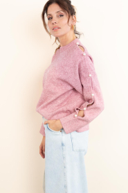 Co'Couture :  Soft sweater with pearls Rowan | pink - img8