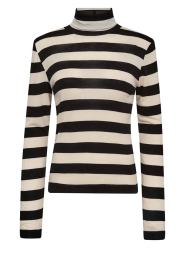 Co'Couture |  Striped turtle neck top Mason | black | Picture 1