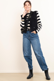 Co'Couture |  Striped turtle neck top Mason | black | Picture 3