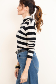 Co'Couture |  Striped turtle neck top Mason | black | Picture 7