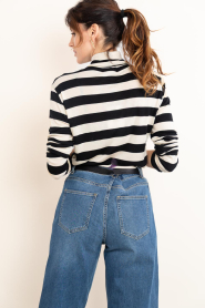 Co'Couture |  Striped turtle neck top Mason | black | Picture 8