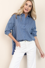 Co'Couture |  Checkered blouse Aniza | blue | Picture 6