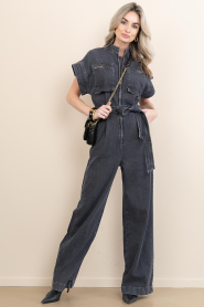Co'Couture |  Denim non-stretch jumpsuit Pancy | black | Picture 4