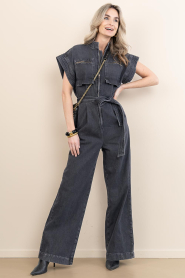 Co'Couture |  Denim non-stretch jumpsuit Pancy | black | Picture 3