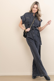 Co'Couture |  Denim non-stretch jumpsuit Pancy | black | Picture 5