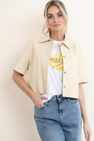 STUDIO AR |  Leather cropped blouse Eveline | light yellow | Picture 4