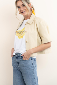 STUDIO AR |  Leather cropped blouse Eveline | light yellow | Picture 6