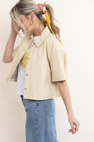 STUDIO AR |  Leather cropped blouse Eveline | light yellow | Picture 7