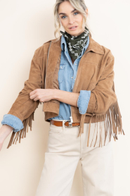 STUDIO AR :  Suede jacket with fringes Sue | camel - img8