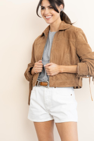 STUDIO AR :  Suede jacket with fringes Sue | camel - img5